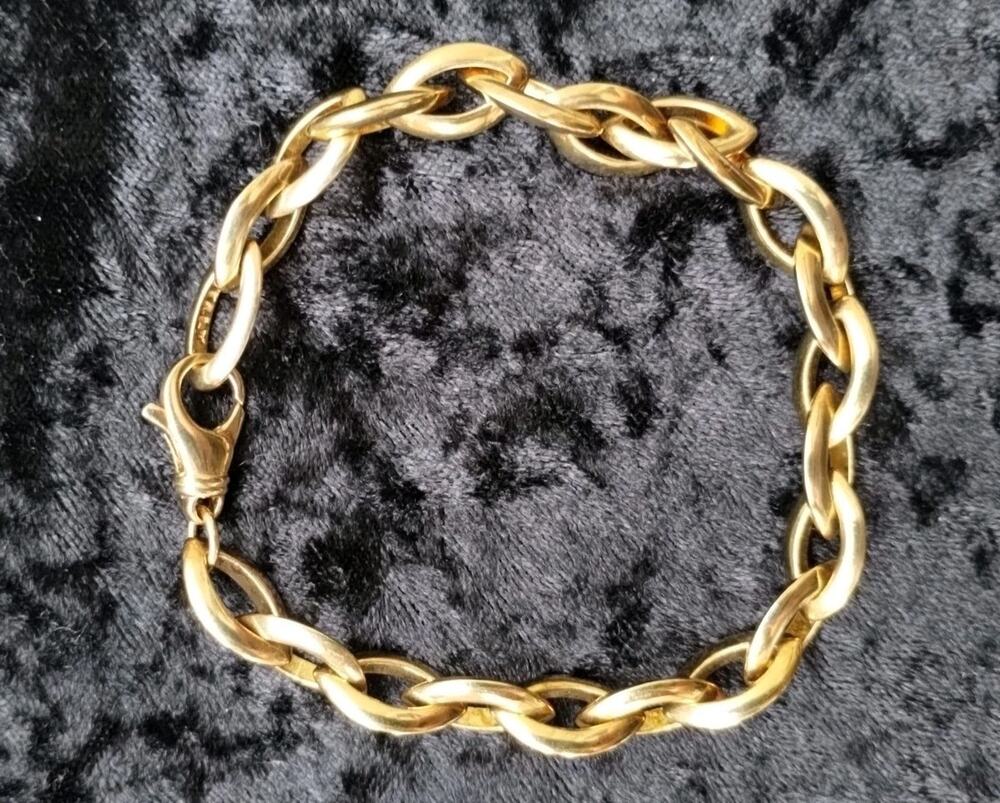 Michael Anthony Signed Italy Gold Over Sterling 8” Oval Link Charm Bracelet